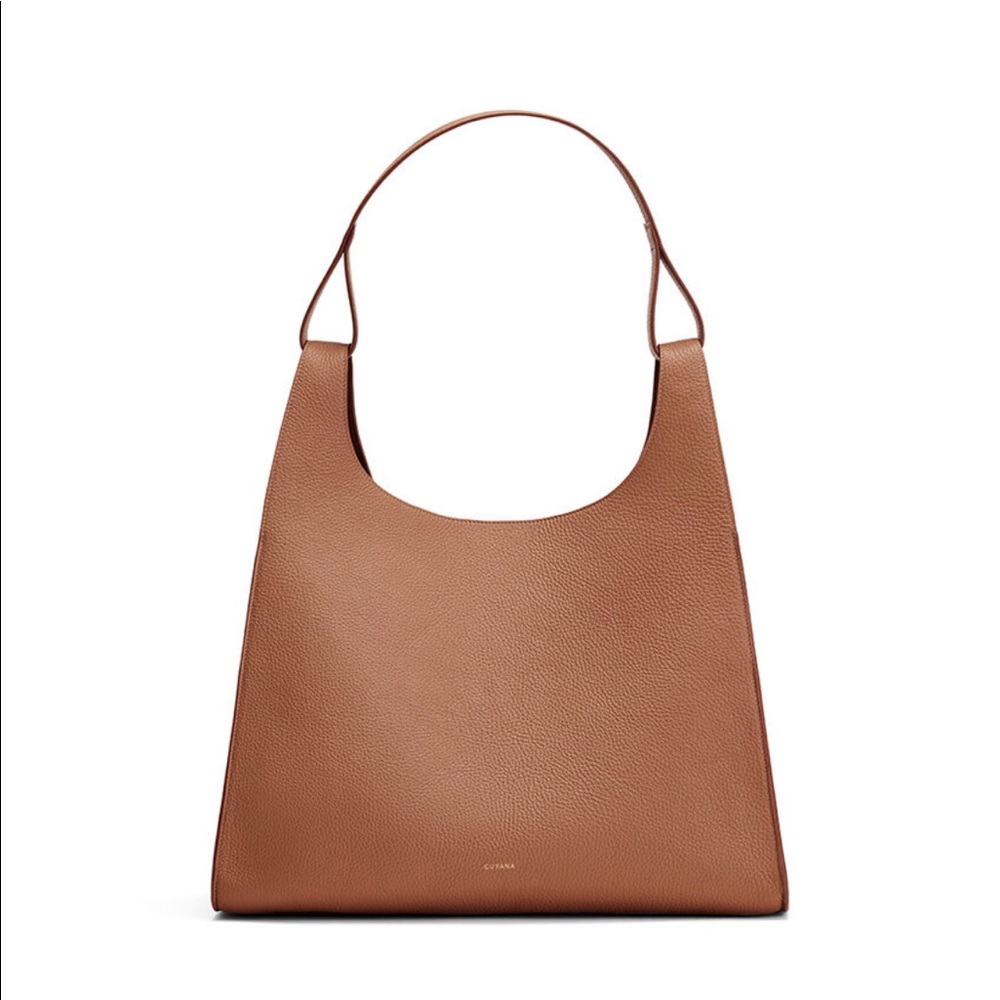 NWT Cuyana Oversized Double Loop Bag Caramel, Pebbled, Gold